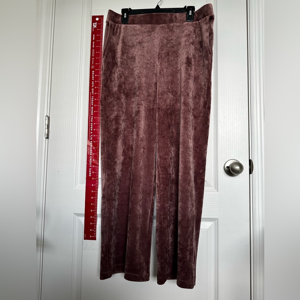 Pure Jill Womens Soft Velvet Pull On Size M Rose Pink Straight Pants